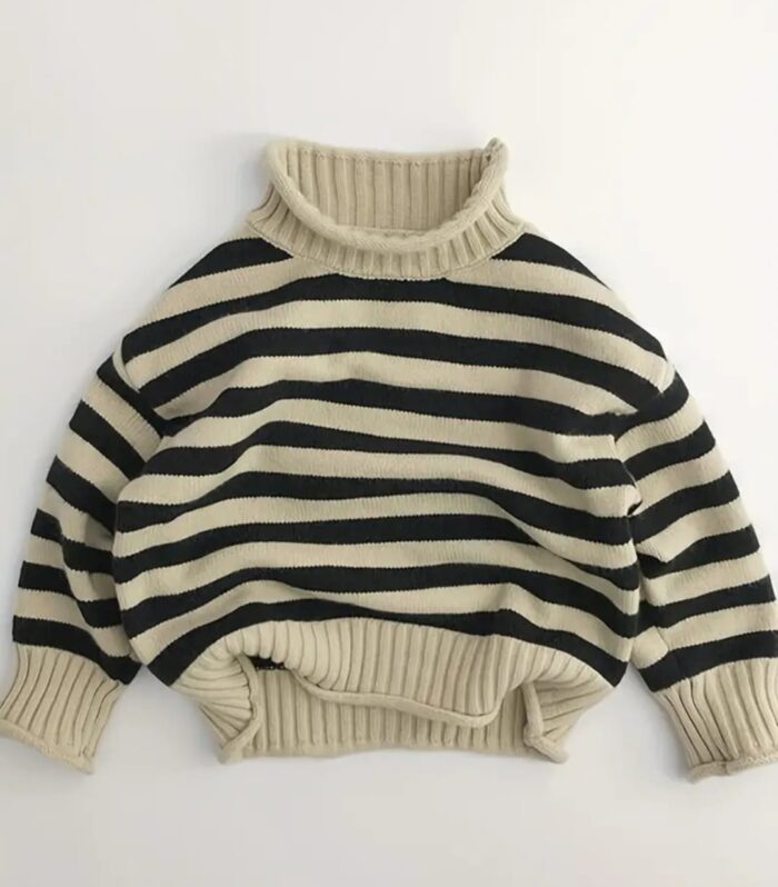 TLOTLISO – Boys Knitted Stripped Rolled Collar Style Sweater