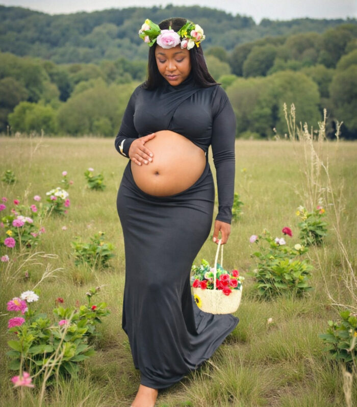 SINETHEMBA – Highneck Longs-Sleeve Pregnancy Photoshoot Dress