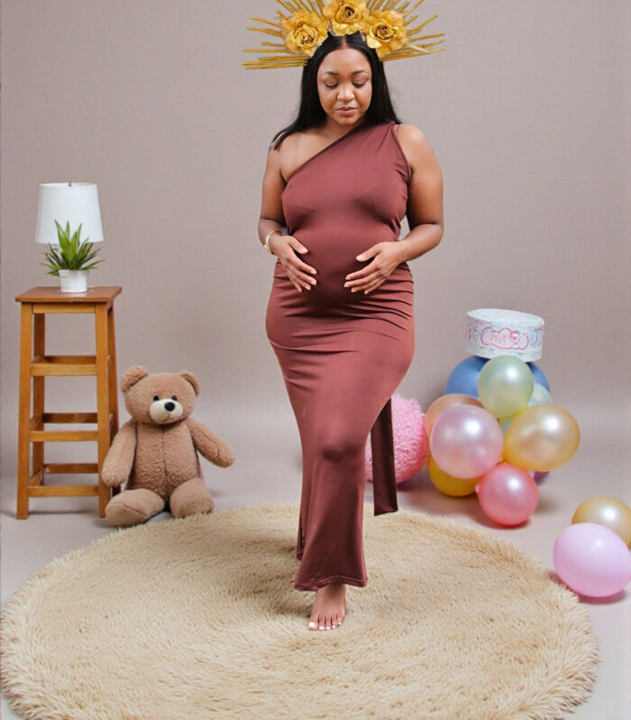 NOKUZOLA – Sexy Backless Baby Shower Coffee Brown Dress