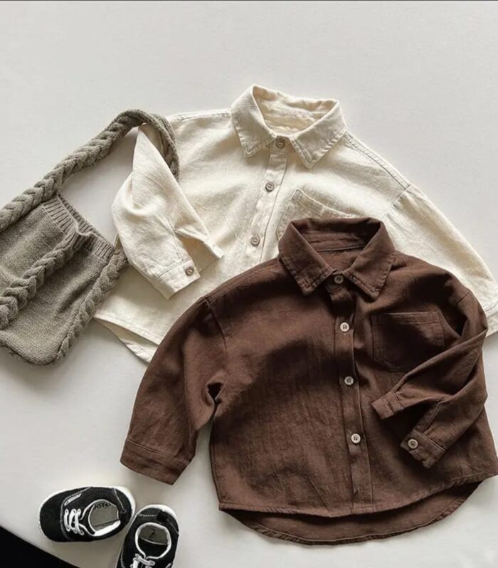 LETHOKUHLE-Autumn Boys Long-Sleeve Solid Color Shirt